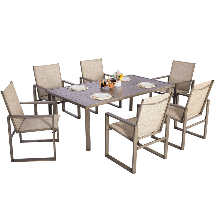 Hokku Designs Claughaun 7 Pieces Metal Outdoor Patio Dining Set